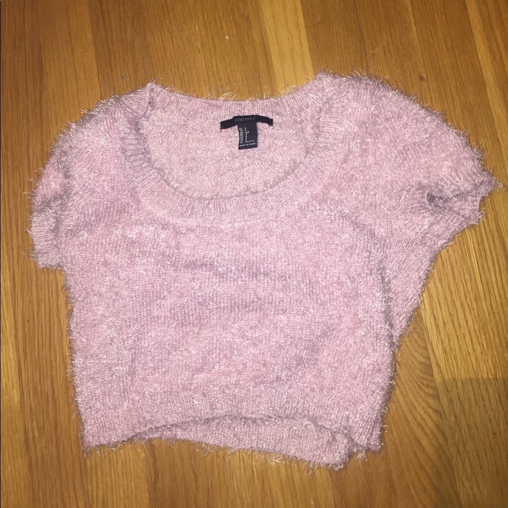 fuzzy pink crop top
